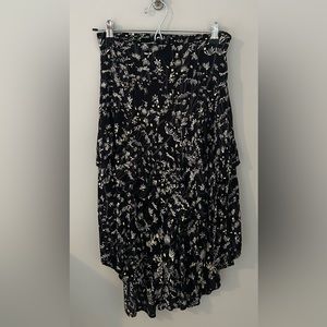 Black floral midi skirt